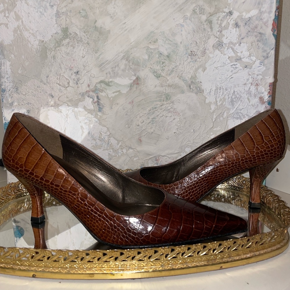 Stuart Weitzman Croc heels